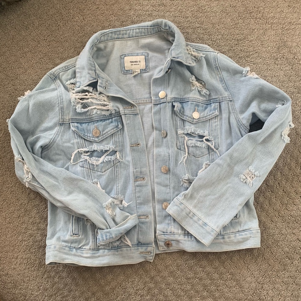Forever 21 Distressed Denim Jacket